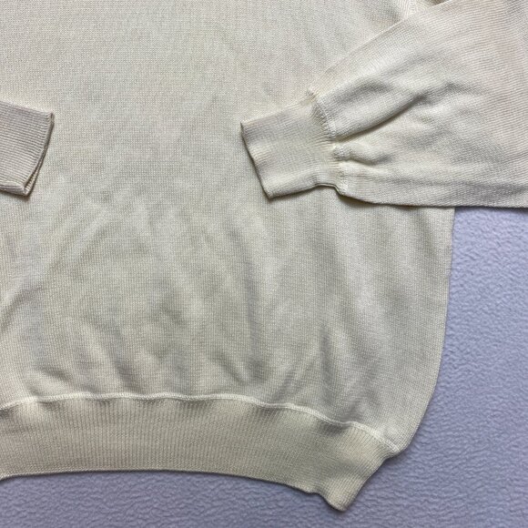 Faconnable Sweater Mens XL Beige Long Sleeve Cotton Crewneck Pullover - Picture 3 of 11